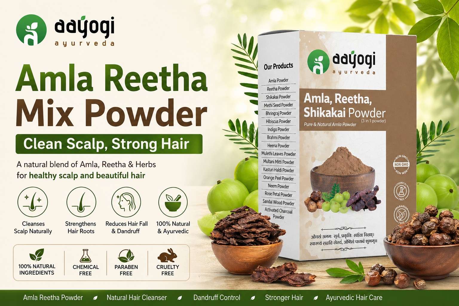 Amla Reetha Mix Powder: Clean Scalp, Strong Hair
