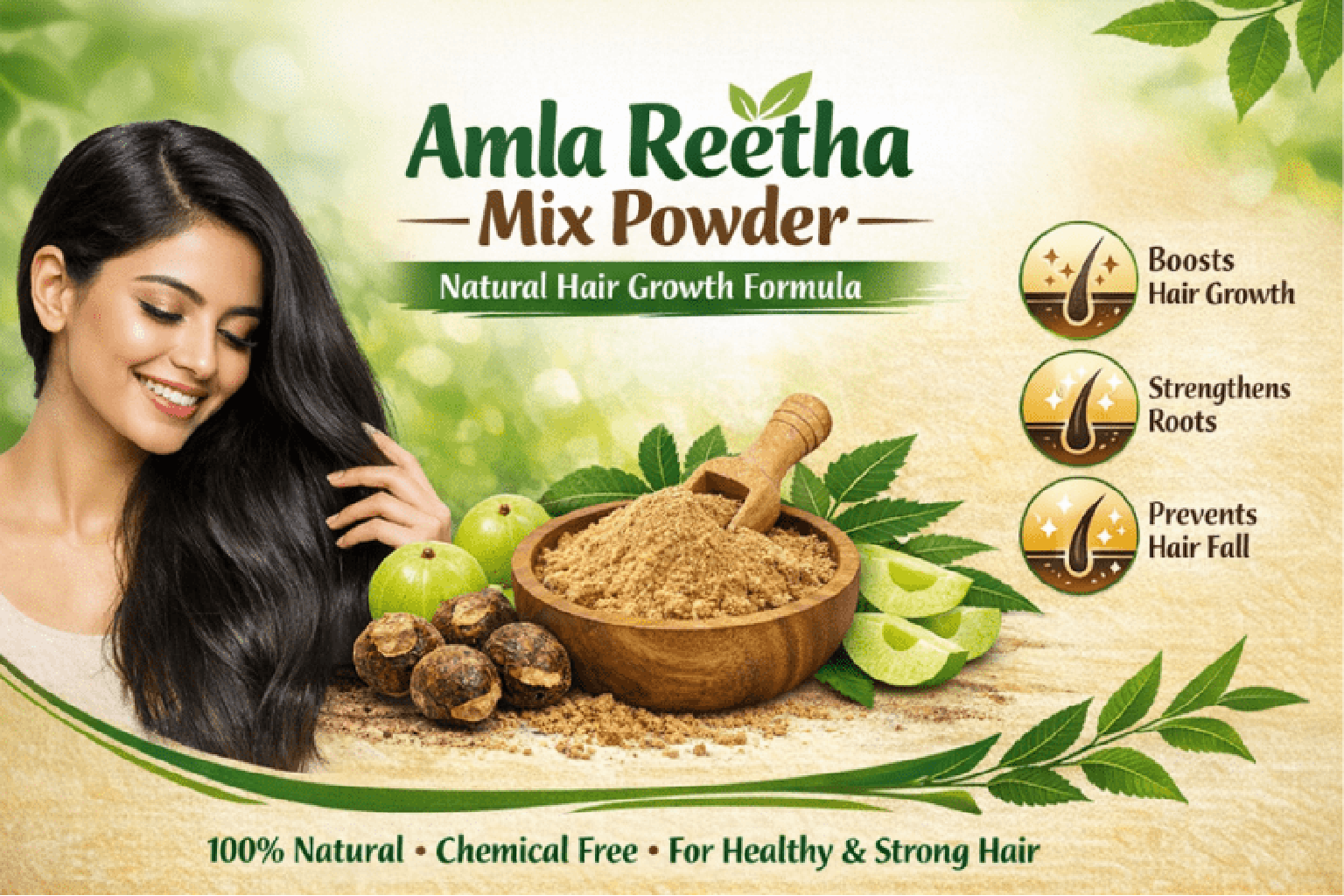 Amla Reetha Mix Powder – Natural Hair Growth Formula