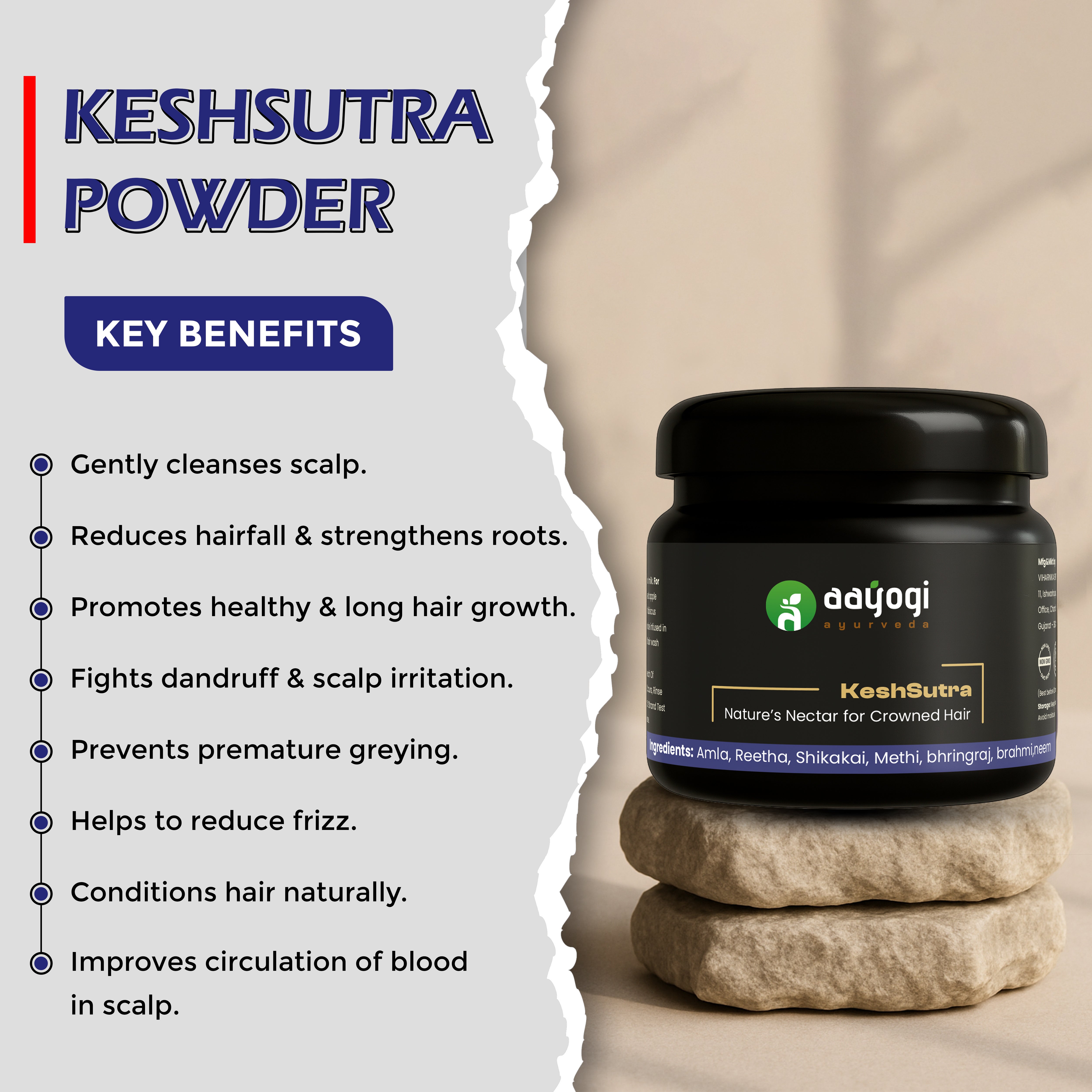Herbal Hair Wash Powder – KeshSutra for Hair Growth & Dandruff