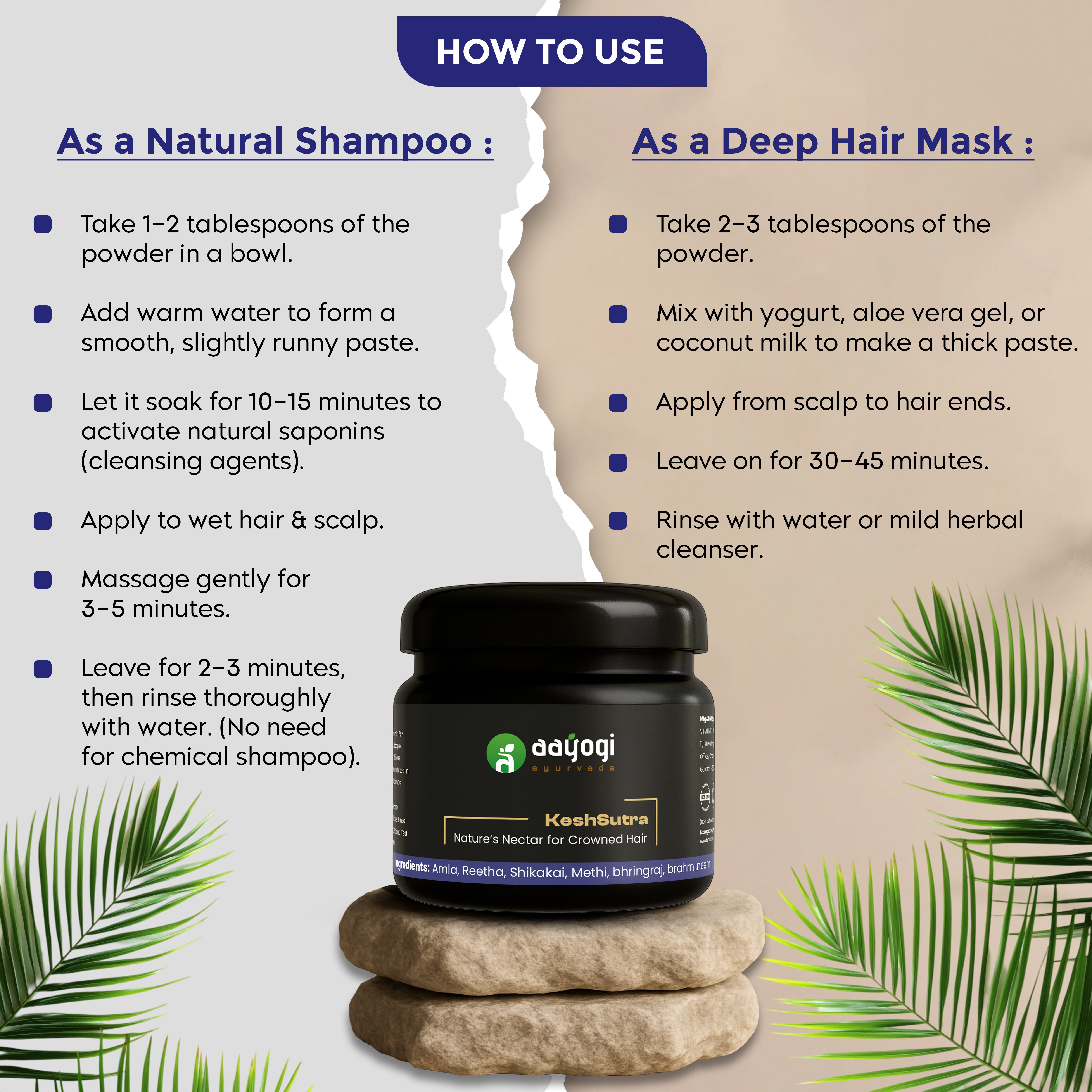 Herbal Hair Wash Powder – KeshSutra for Hair Growth & Dandruff