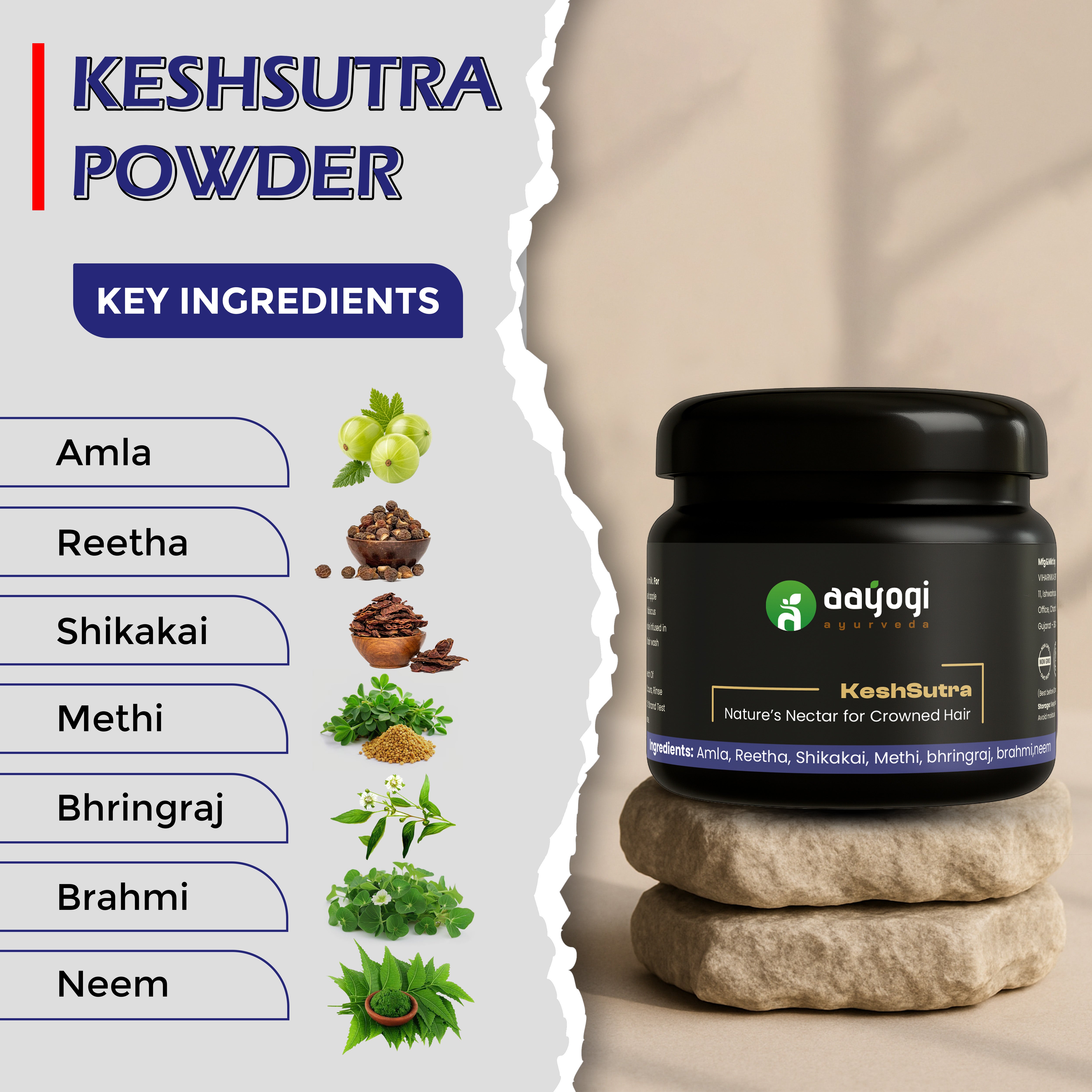 Herbal Hair Wash Powder – KeshSutra for Hair Growth & Dandruff