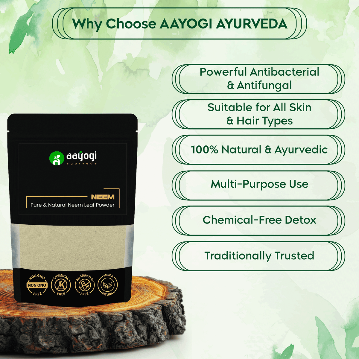 Neem Skin and Scalp Repair Powder – 100 gm – Aayogi Ayurveda