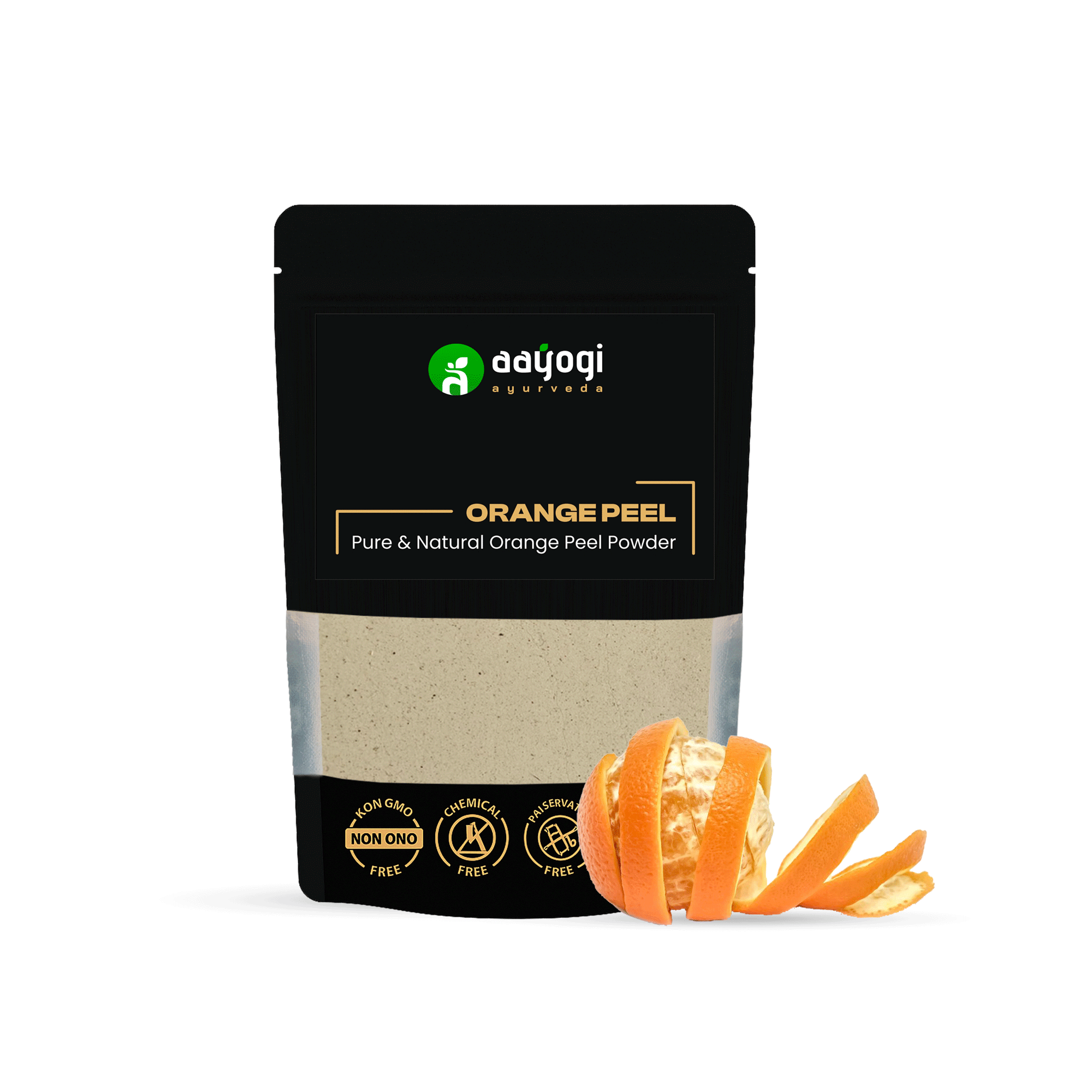 Aayogi Ayurveda Glow Boost Orange Peel Powder for skin brightening, 100% natural, 100 gm, with orange peels for exfoliating and cleansing.