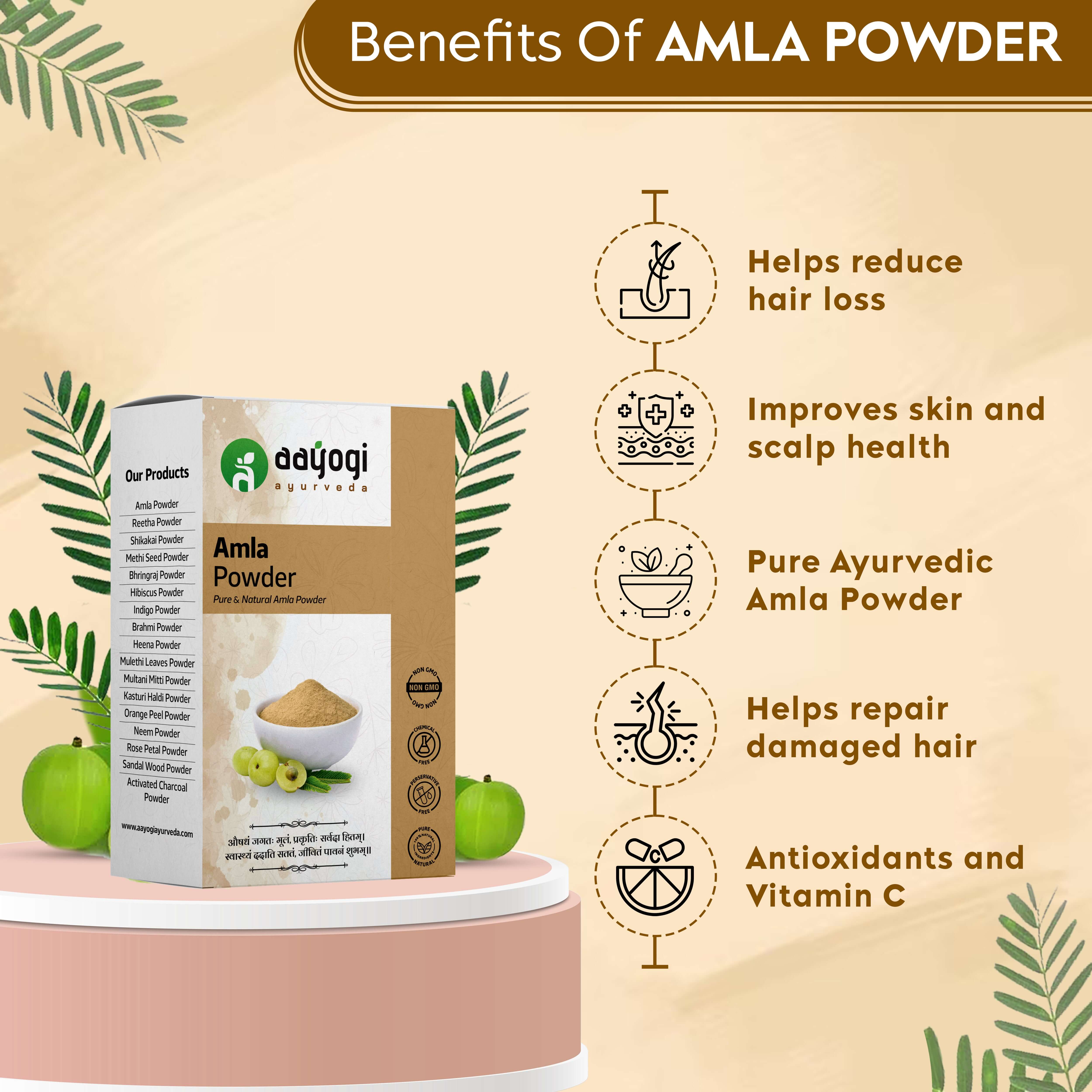 Endless Repair Amla Powder Box with benefits: reduces hair loss, improves skin and scalp health, repairs hair with antioxidants.