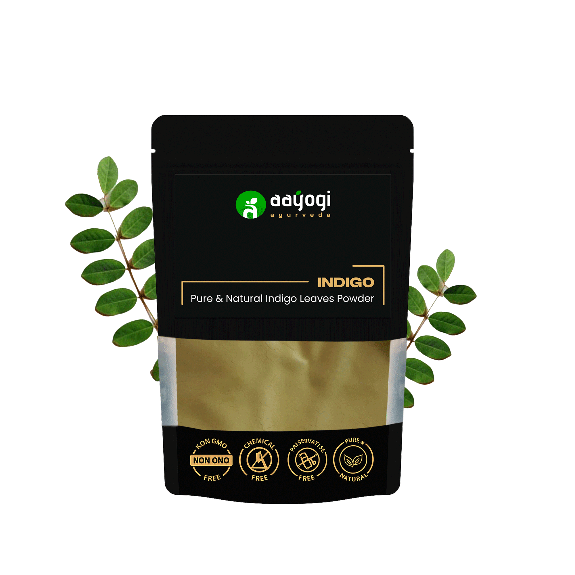 Indigo Powder 100 gm by Aayogi Ayurveda - Herbal Hair Dye for Deep Black Shine with Natural Ingredients, Chemical-Free Packaging