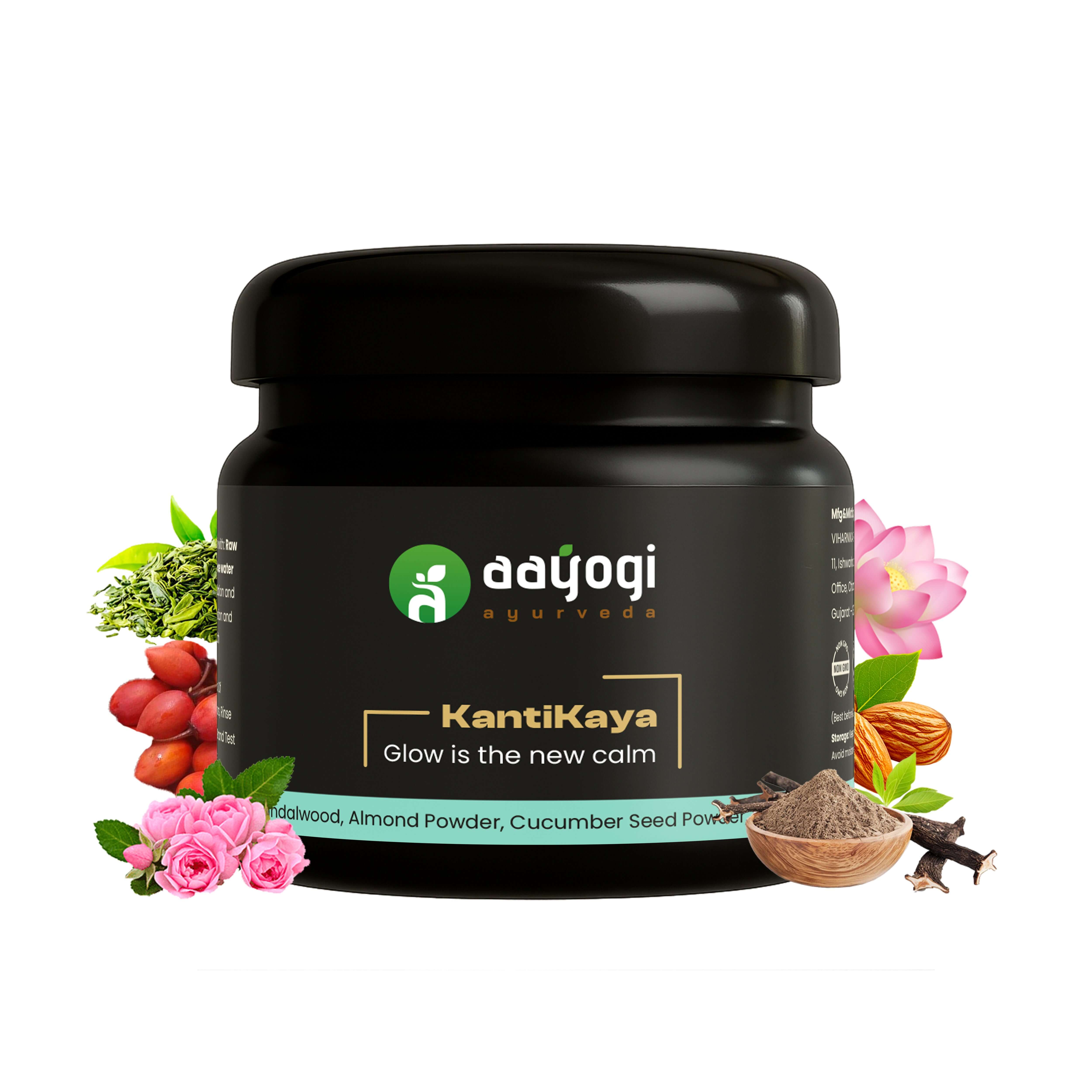 KantiKaya Face Brightening Pack by Aayogi Ayurveda with natural herbs for glowing and even skin tone.