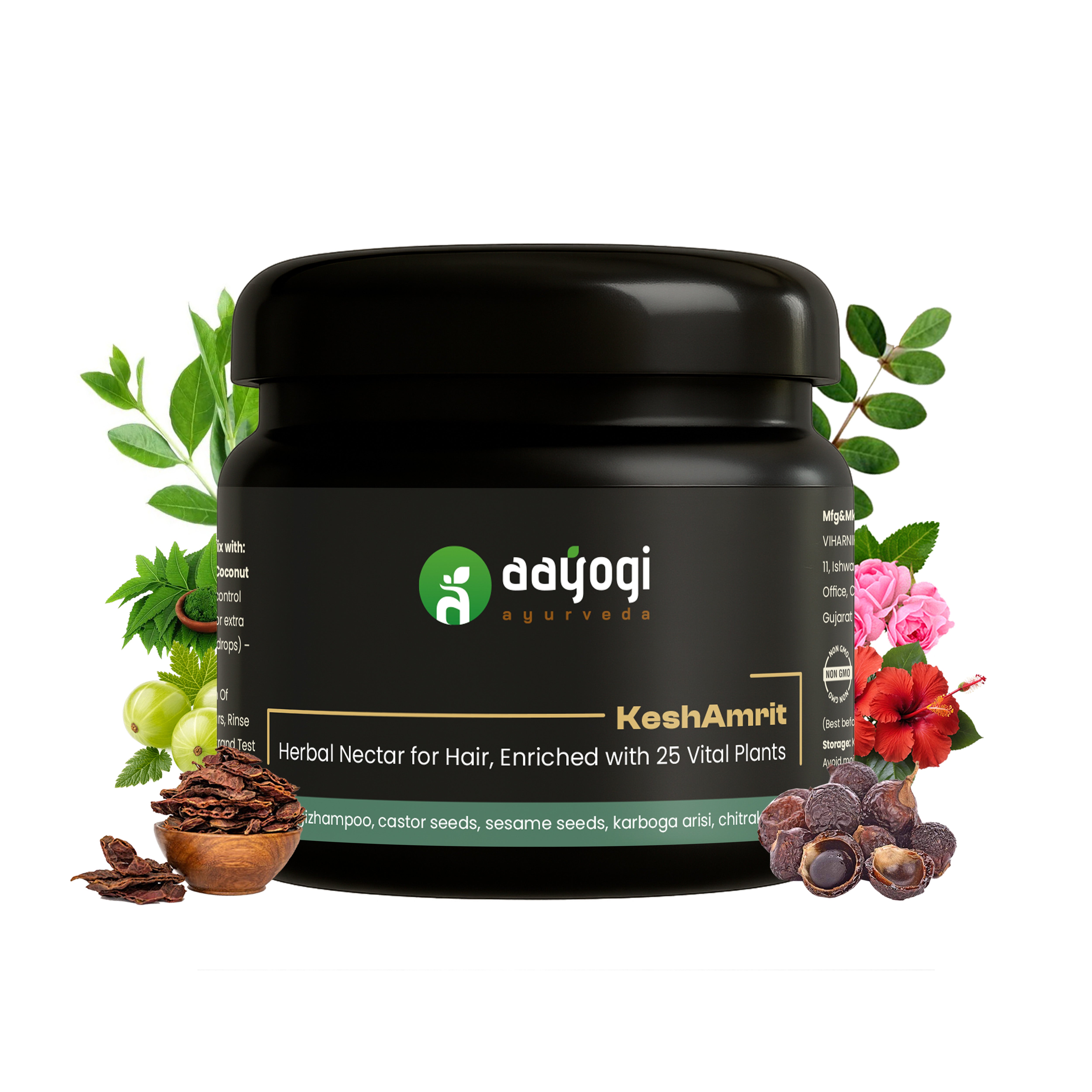 KeshAmrit Herbal Hair Wash Powder by Aayogi Ayurveda, enriched with Ayurvedic botanicals for healthy hair and nourished scalp.