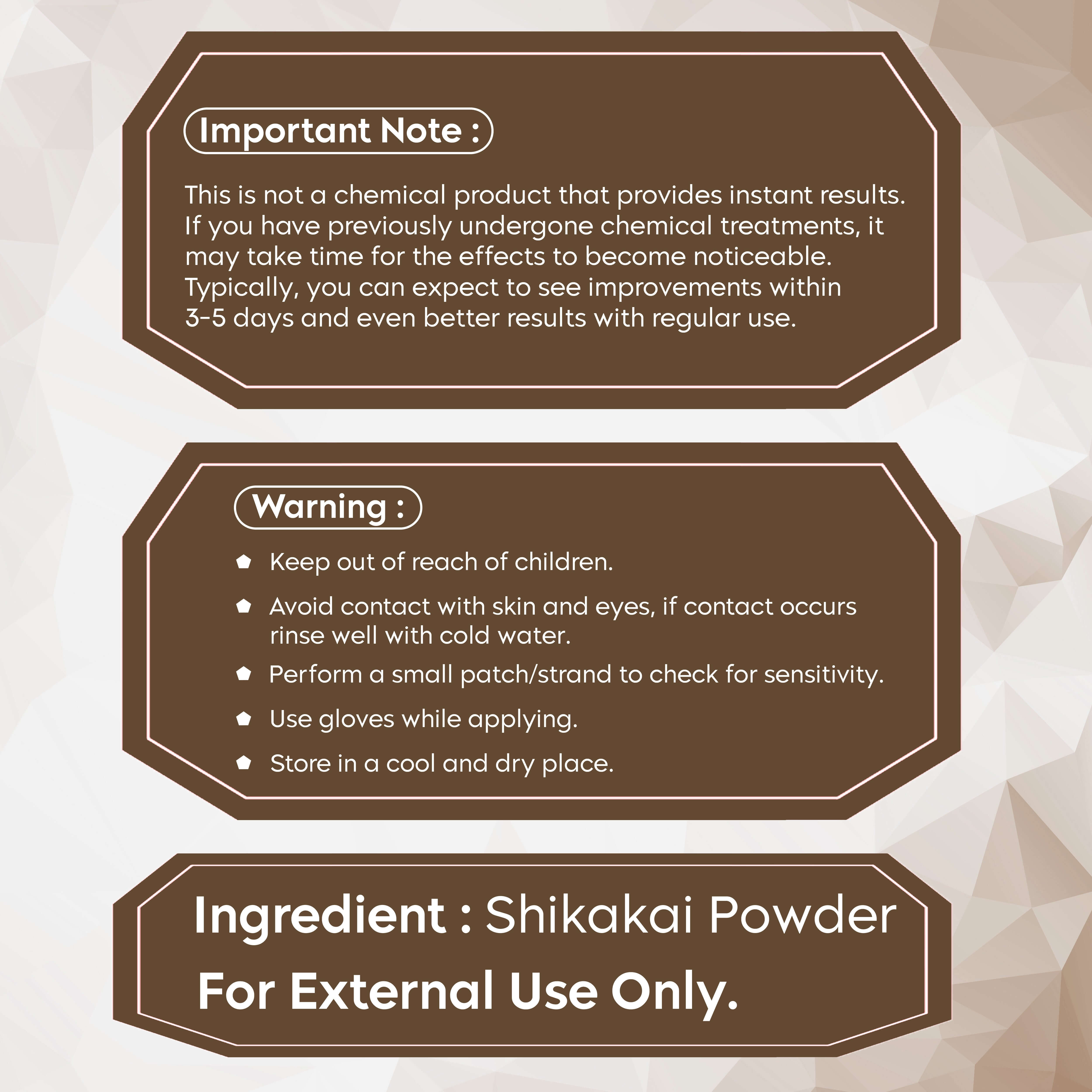 Important notes and safety instructions for using Shikakai Powder for hair care.